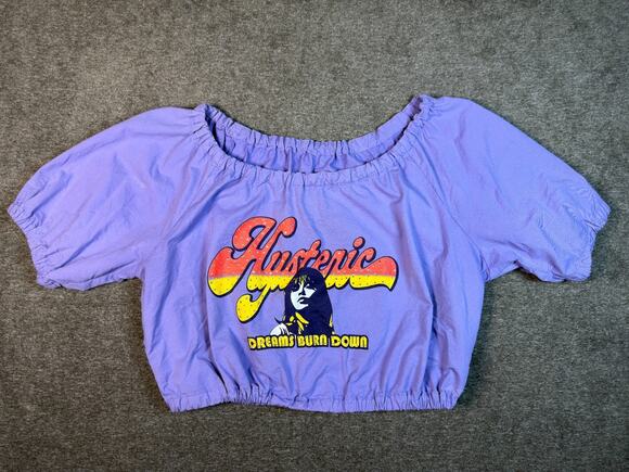 Hysteric Glamour Tops - VTG Hysteric Glamour Purple Dreams Burn Down Cropped Puff Sleeve Top One Size